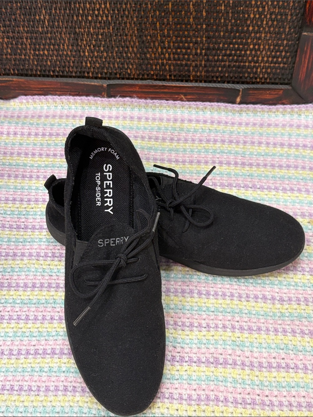 Sperry Top-Sider Memory Foam Slip-On Shoes Flats Black Sneakers US Women's 9 M !